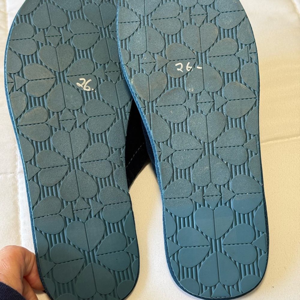WOT- Kate Spade Blue velvet,Jolie Penguin Embroidered Slippers. 8.5 - Picture 5 of 6